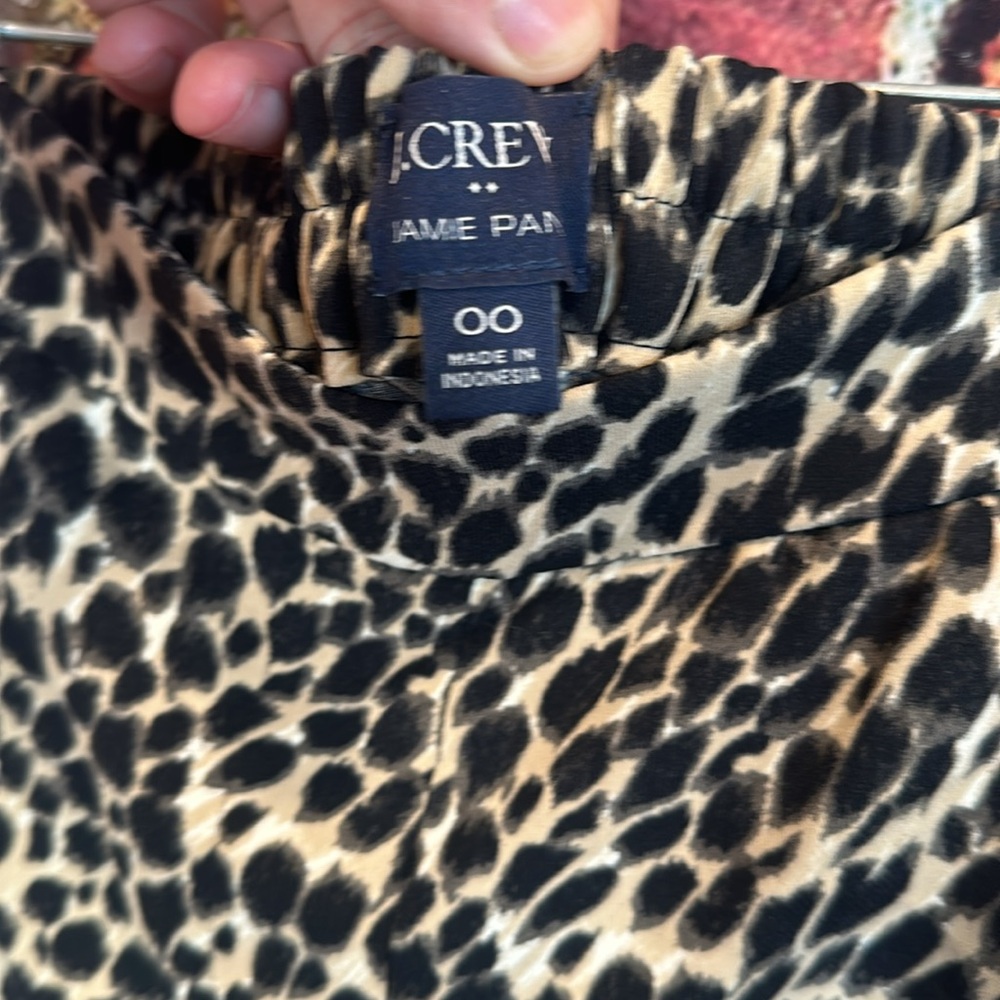 J.crew Leopard wide-leg cropped Jamie pant with elastic waist size 00 - Picture 6 of 11
